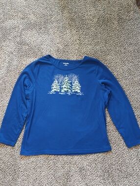 breckenridge Blue Long-Sleeve Tee with Snowy Tree Graphic